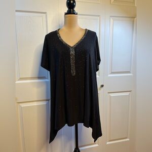 New Directions Black Blouse with Silver Detailing